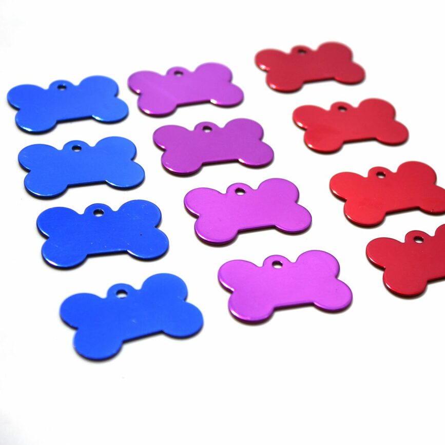Placas para perros grabadas en forma de hueso