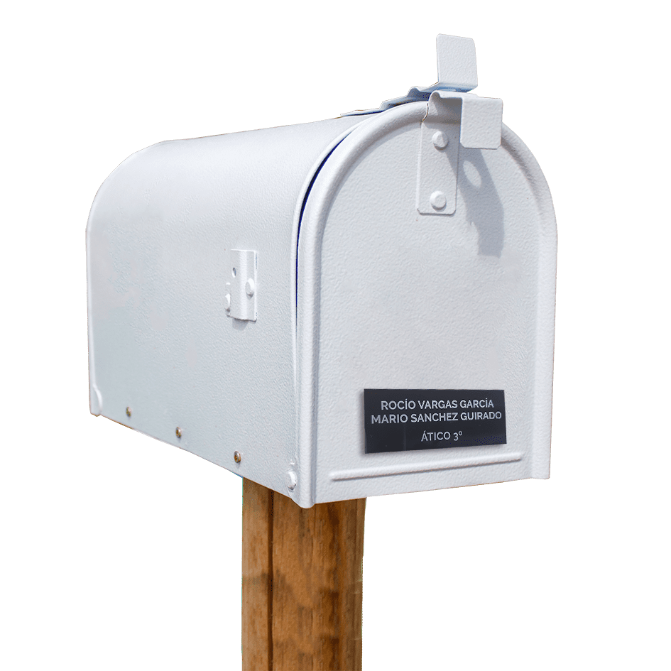 Placa para buzón realizada en plástico bicapa