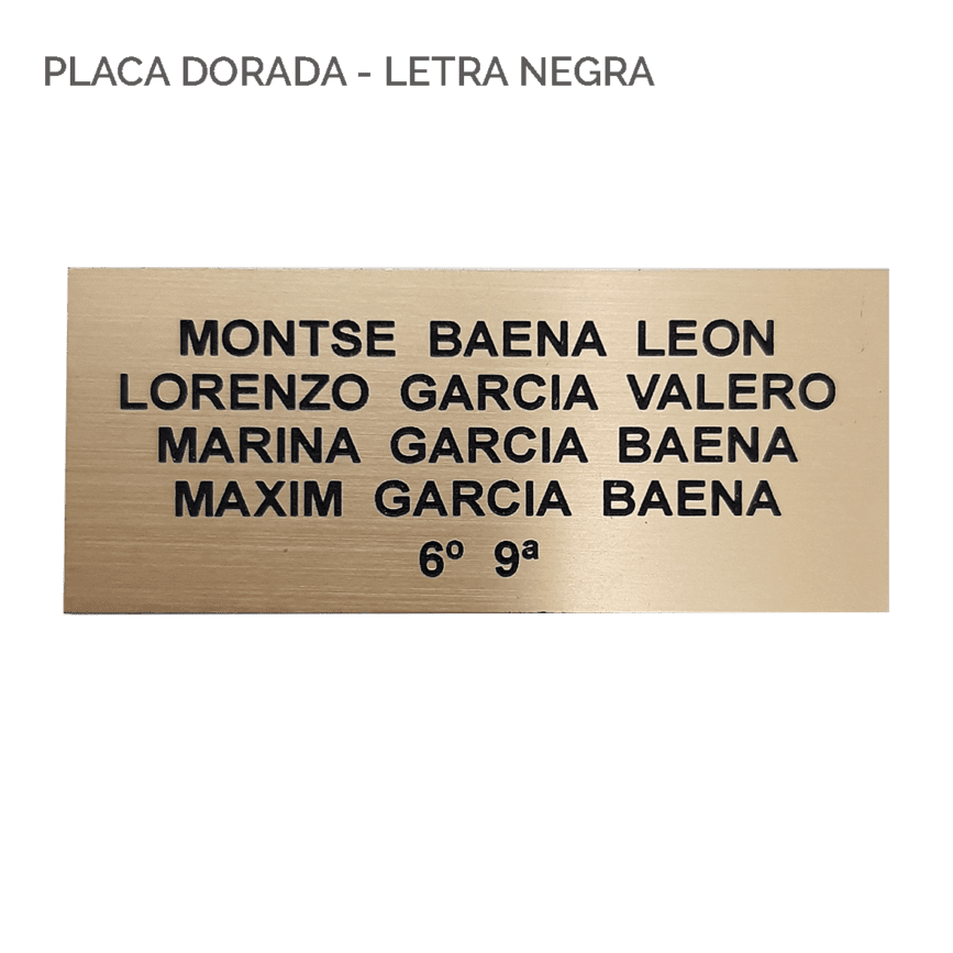 PLaca grabada con nombres