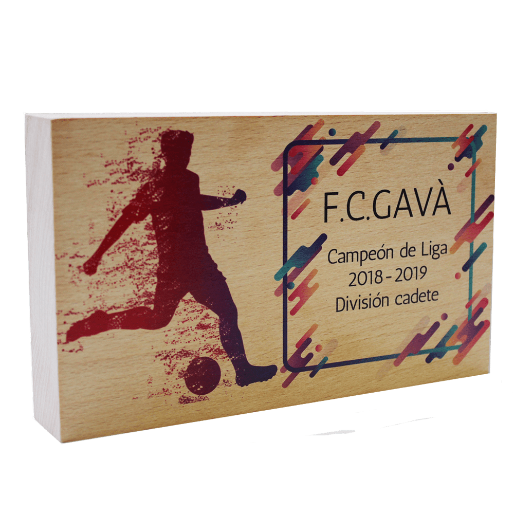 Trofeo impreso en madera de 4 cm. de grosor
