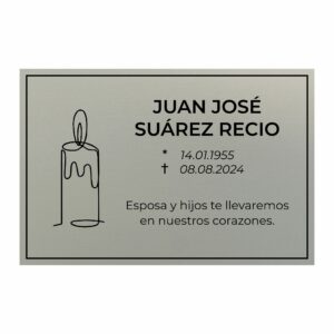 Placa funeraria con vela