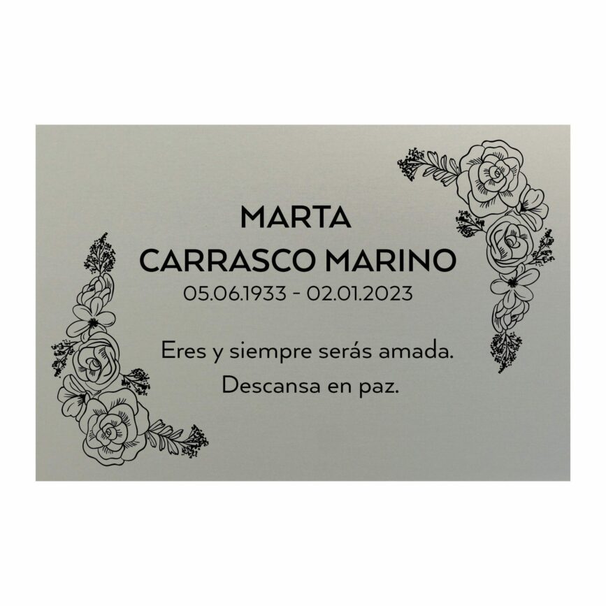 Placa funeraria para cementerio