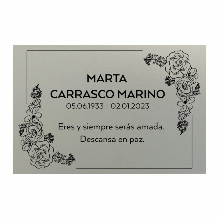 Placa funeraria para cementerio