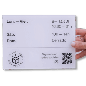 Placa horario personalizada para exterior