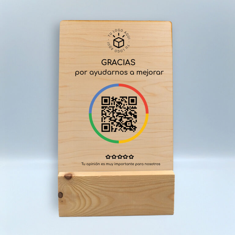 cartel reseñas google de madera