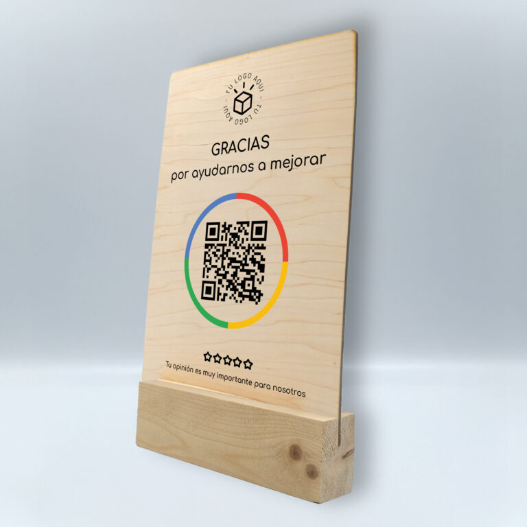 cartel valoraciones google en madera