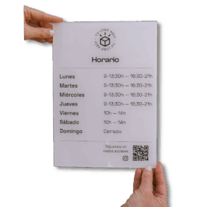 Cartel horario comercial personalizado para exterior