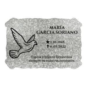 Placa de cementerio PALOMA DETALLE imitación mármol