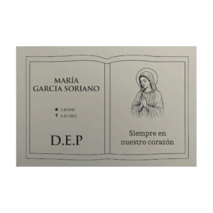 Placa funeraria VIRGEN LIBRO