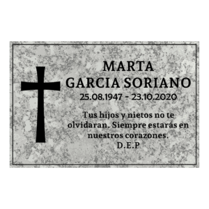 Placa funeraria CRUZ imitación mármol