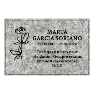 Placa funeraria ROSA imitación mármol