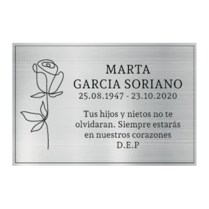 Placa funeraria ROSA acero inoxidable