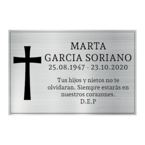 Placa funeraria CRUZ acero inoxidable