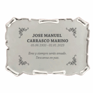 Placa funeraria ENCAJE PERGAMINO