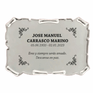 Placa funeraria ENCAJE PERGAMINO